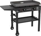 BLACKSTONE 1883 Original 28” Griddle with Integrated Protective Hood and Counter Height Side Shelves, Powder Coated Steel, Black