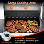 3-Burner Propane Gas Grill with Side Burner, 34,000 BTU Stainless Steel BBQ Grill – Heavy-Duty Porcelain-Enameled Grates for Patio and Outdoor Cooking