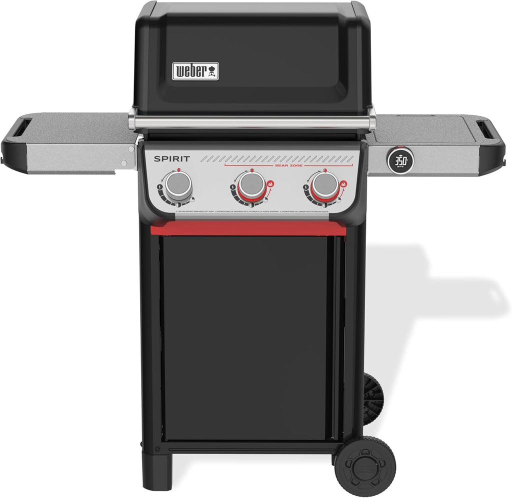 Weber Spirit E-325 Liquid Propane Gas Grill for Outdoor Cooking and BBQ, 3 Burners and 2 Boost Burners, Black – Porcelain-Enameled Cast-Iron Grates, Sear Zone