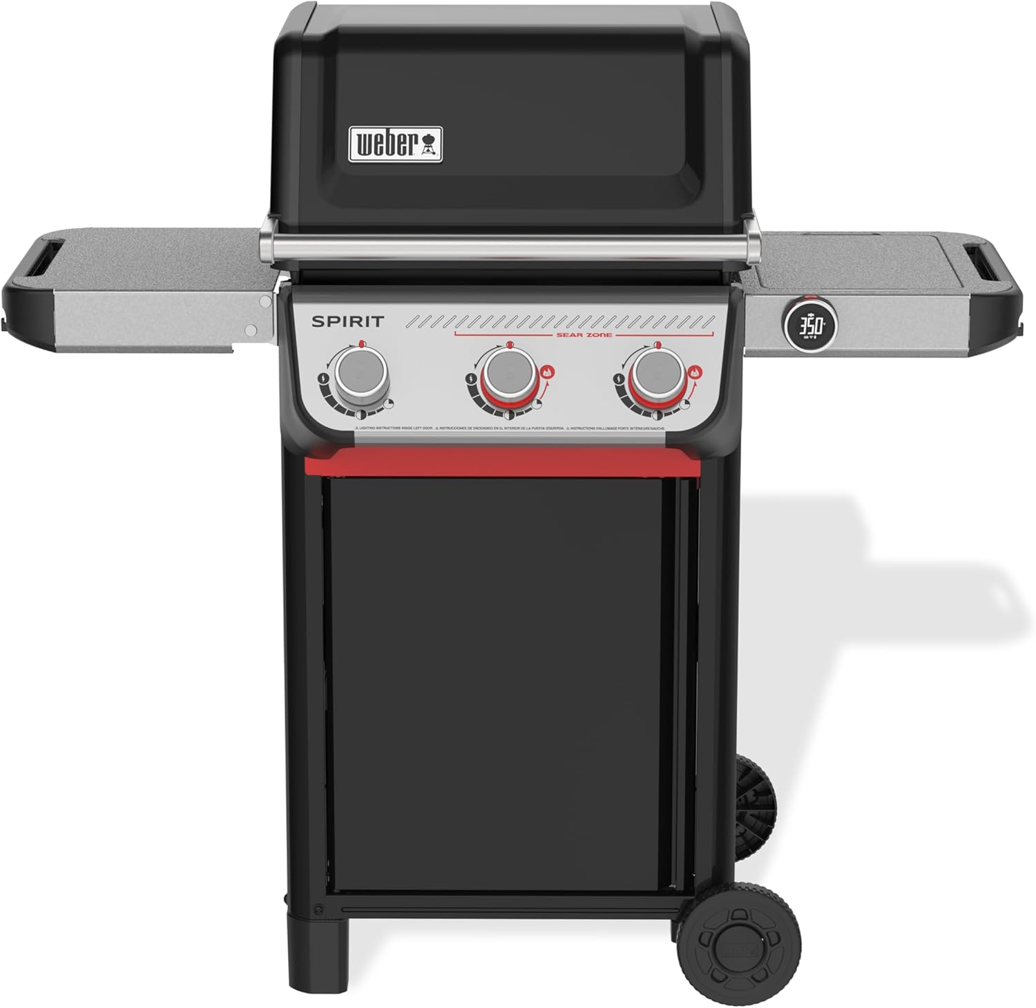 Weber Spirit E-325 Liquid Propane Gas Grill for Outdoor Cooking and BBQ, 3 Burners and 2 Boost Burners, Black – Porcelain-Enameled Cast-Iron Grates, Sear Zone
