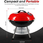 Gas One – 14-inch Portable Barbecue Grill with 3-Point Locking Lid for Heat Preservation – Dual Venting System – Small Charcoal Grill for Backyard, Camping, Boat