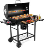 Charcoal Grill Offset Smoker: Charcoal Barbecue Grills with Spacious Cooking Area | Barrel BBQ Grill and Smokers Combo for Outdoor Patio Backyard Camping and Parties