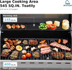 MFSTUDIO 4 Burner BBQ Gas Grill with Side Burner, Stainless Steel Propane Grills with Porcelain-Enameled Cast Iron Grates, 42,000 BTU for Outdoor Backyard Barbecue Cooking, Silver