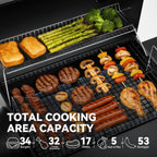 Royal Gourmet CC1830S BBQ Charcoal Grill and Offset Smoker | 823 Square Inch cooking surface, Outdoor for Camping | Black